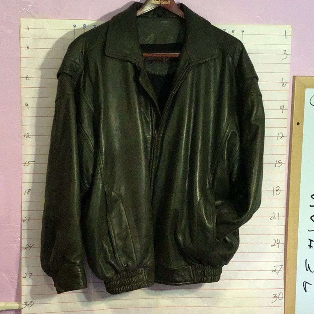 men's supple Leather Coat & a lighter weight windbreaker BOTH sz L